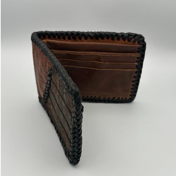 Oaxaca Handmade Real Leather & Crocodile Skin Bifold Wallet - Picture 6 of 7